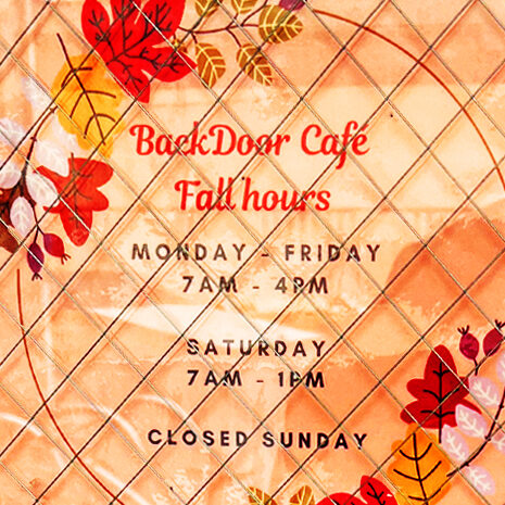 Back Door Cafe Fall hours