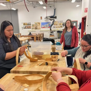 Kelli & Jamie in weaving class at UAS from KCAW article