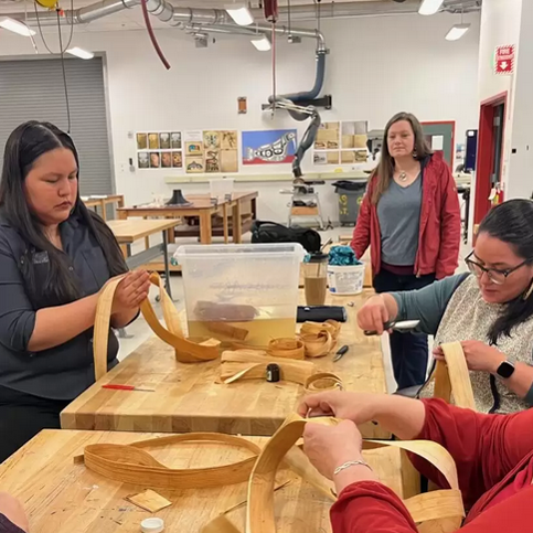 Kelli & Jamie in weaving class at UAS from KCAW article